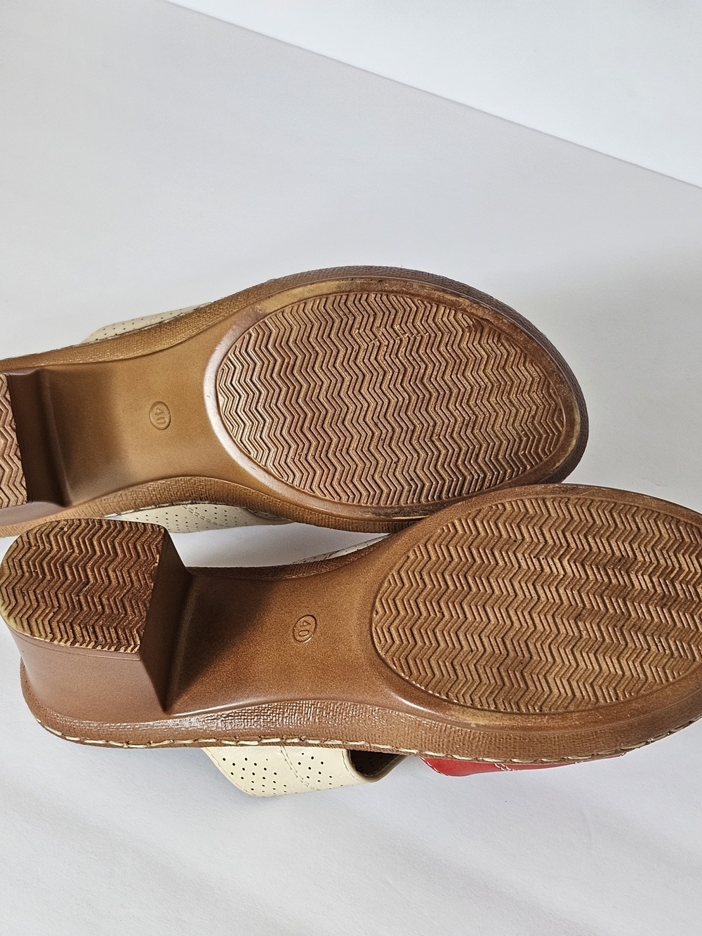 MICHAELA Women's Comfort Wedge Sandals Mules Colorblock Red Cream Size EU 40 - Picture 8 of 13